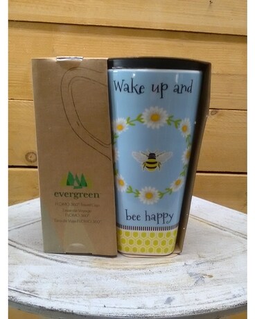 Bee Happy Mug Flower Arrangement