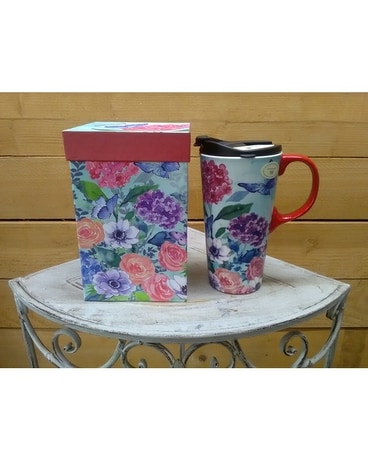 Flower and Butterfly Mug Flower Arrangement