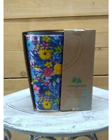 Blue Mug with Flowers Flower Arrangement