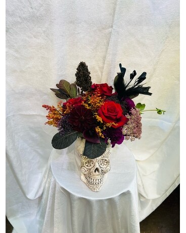 Skull me Red Flower Arrangement