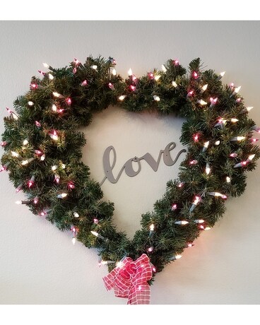 Lighted Heart Wreath and Love Metal Signs Gifts