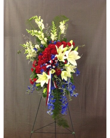 Patriotic Easel Spray Funeral Arrangement