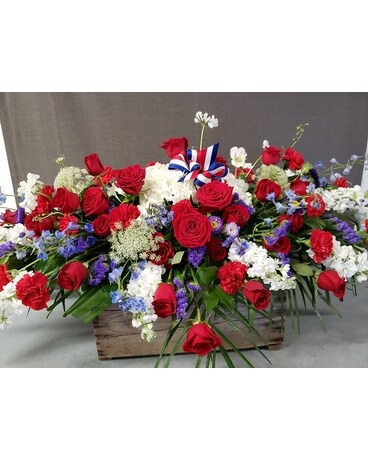 Patriot Casket Spray Funeral Arrangement