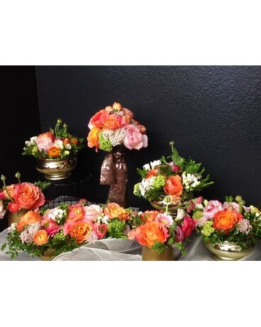 Rose Gold and Peach Wedding Arrangement