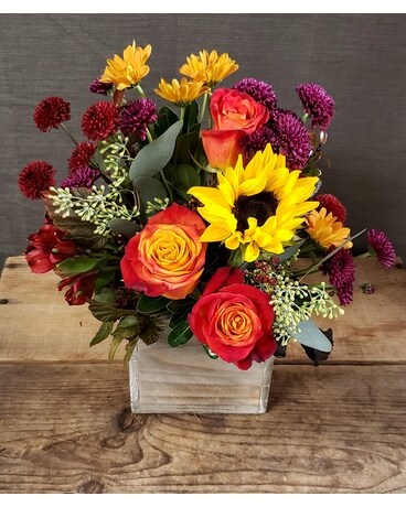 TCL's Wooden Harvest Bouquet Flower Arrangement