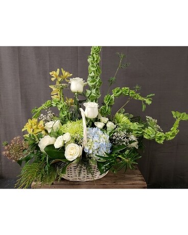 TCL's Quiet Rest Basket Flower Arrangement
