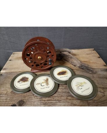 Fishing Reel with Fishing Lure Coasters Gifts