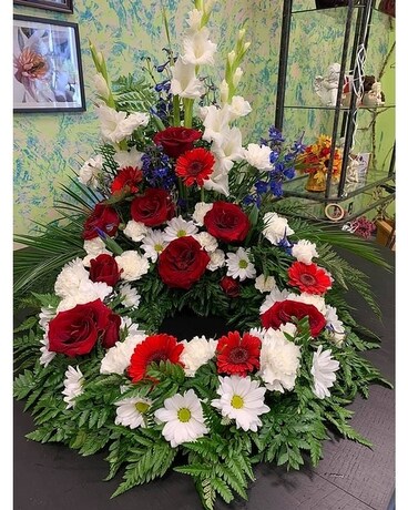 Patriotic Urn Wealth Funeral Casket Spray Flowers