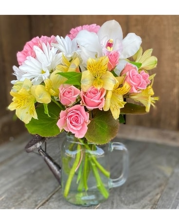 Masoned Pitcher Flower Arrangement