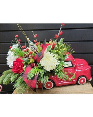 Holiday Truck Flower Arrangement