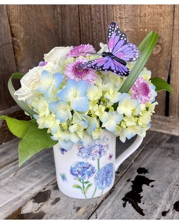 Hydrangea Mug Flower Arrangement