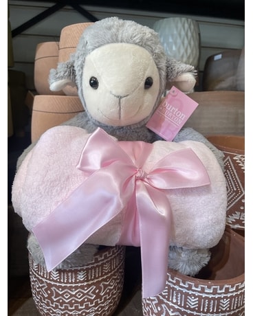 Pink Lamb Blanket Flower Arrangement