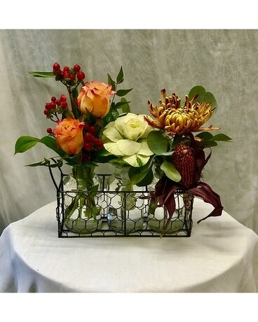 Triple Fall Bottles Flower Arrangement