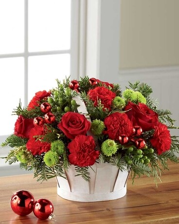 The FTD® Winter Wishes™ Basket Flower Arrangement