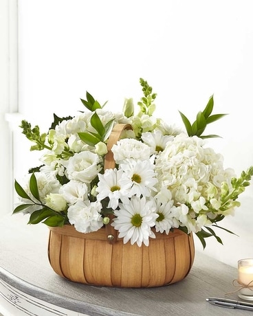 The FTD® Pure Ivory™ Basket Flower Arrangement