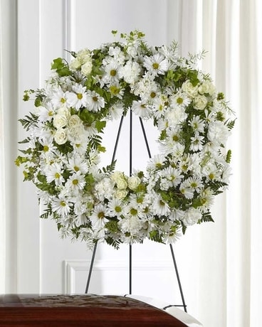 The FTD® Faithful Wishes™ Wreath Flower Arrangement