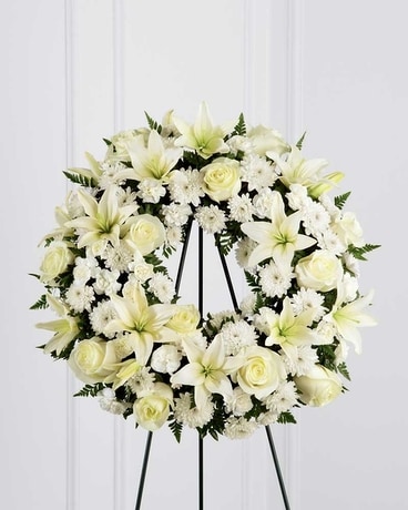 The FTD® Treasured Tribute™ Wreath Flower Arrangement