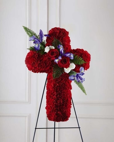 The FTD® Faithful Hero™ Floral Cross Flower Arrangement