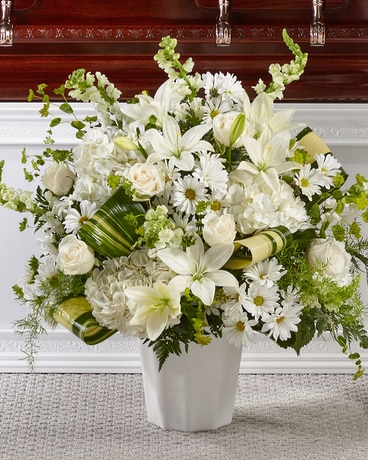 The FTD® Thoughts of Tranquility™ Floor Basket Flower Arrangement