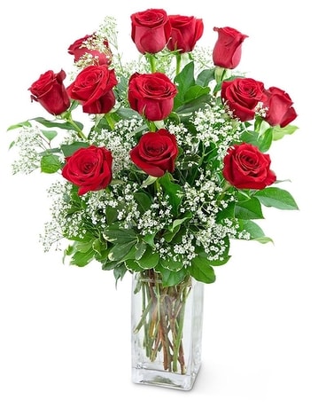 Dozen Roses in a Cloud Flower Arrangement