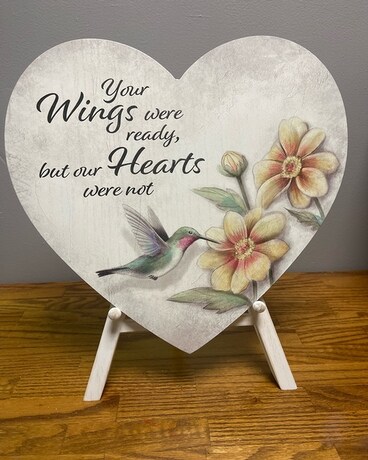 Hearts Wooden Plaque Flower Arrangement