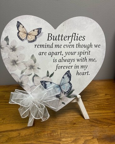 Butterflies Wooden Plaque Flower Arrangement