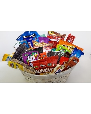 Young's Own Snack & Candy Basket Flower Arrangement