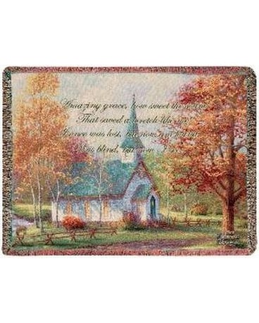 Amazing Grace - Chapel In The Woods Tapestry Throw Flower Arrangement