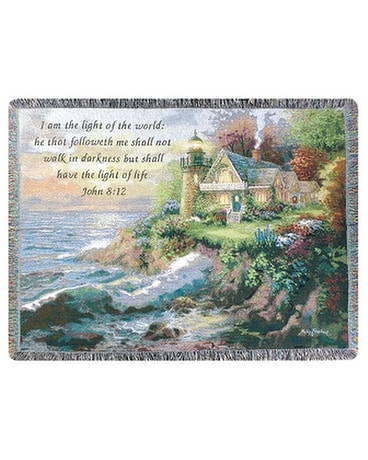 Lighthouse Tapestry Throw by Thomas Kinkade Flower Arrangement