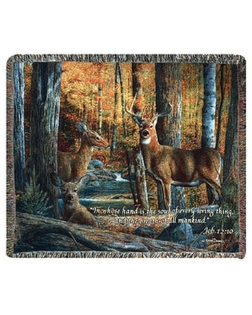 Deer Tapestry Throw by Thomas Kinkade Flower Arrangement