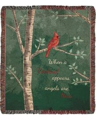 When a Cardinal Appears Tapestry Throw Flower Arrangement