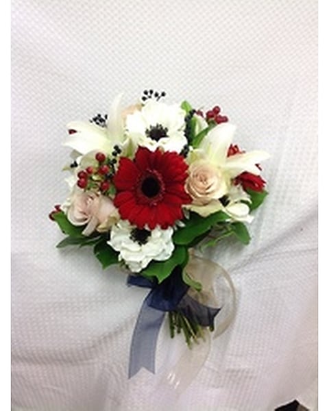 Hand tied Red & White Crush Bouquet in Charleston WV - Young Floral Company