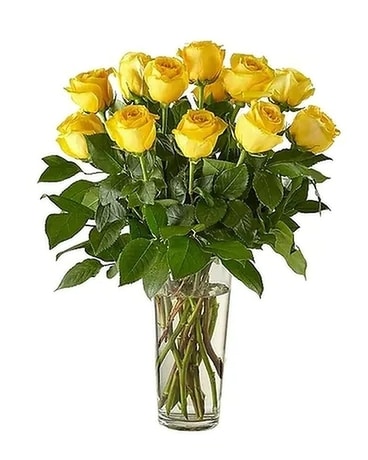 12 Yellow Roses Flower Arrangement