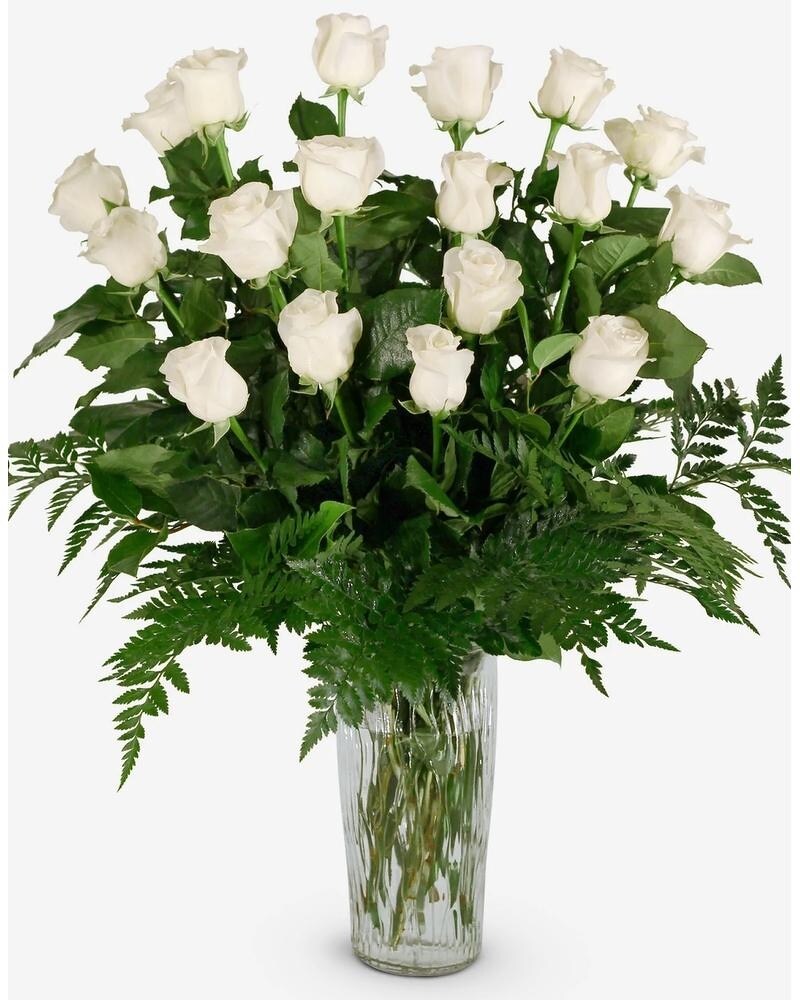 White Long Stem Roses in Fond Du Lac WI Wood's Floral & Gifts