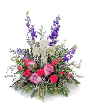 Angel Cross Tribute Sympathy Arrangement