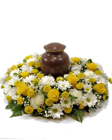 Sunshine Sentiments Urn Wreath Specialty Arrangement