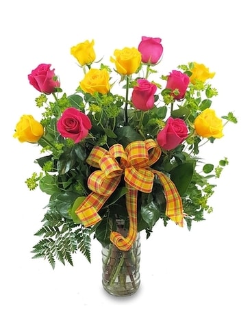 One Dozen Spring Roses Flower Arrangement