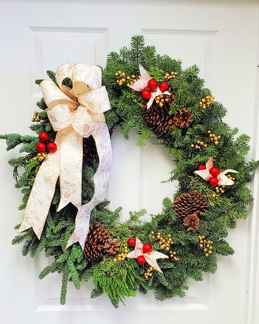 Winter's Wonder Fresh Wreath Flower Arrangement