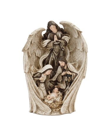 Holy Family Statue Flower Arrangement