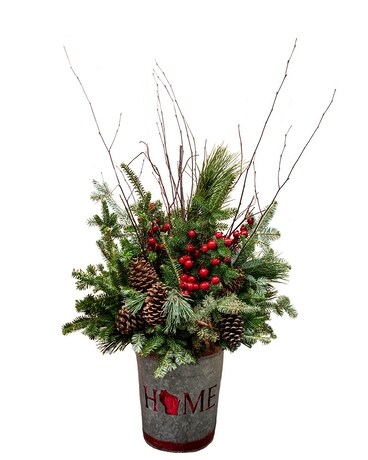 Holiday Porch Pots Flower Arrangement