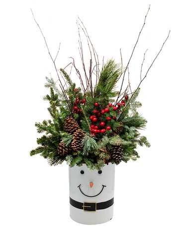Frosty Patio Pot Flower Arrangement