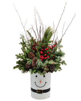 Frosty Patio Pot Flower Arrangement