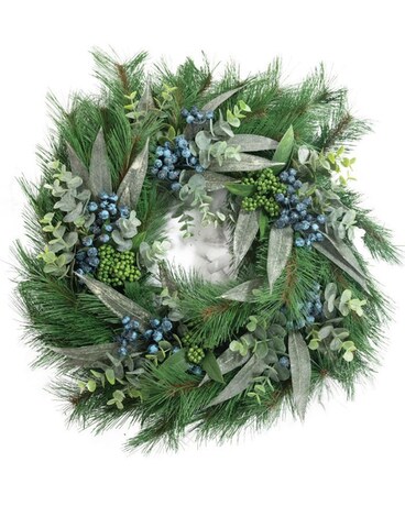 Faux Blueberry & Evergreen Wreath Wreath