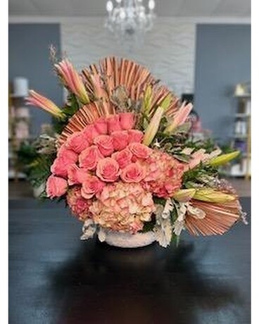 Fan Of Pink Flower Arrangement