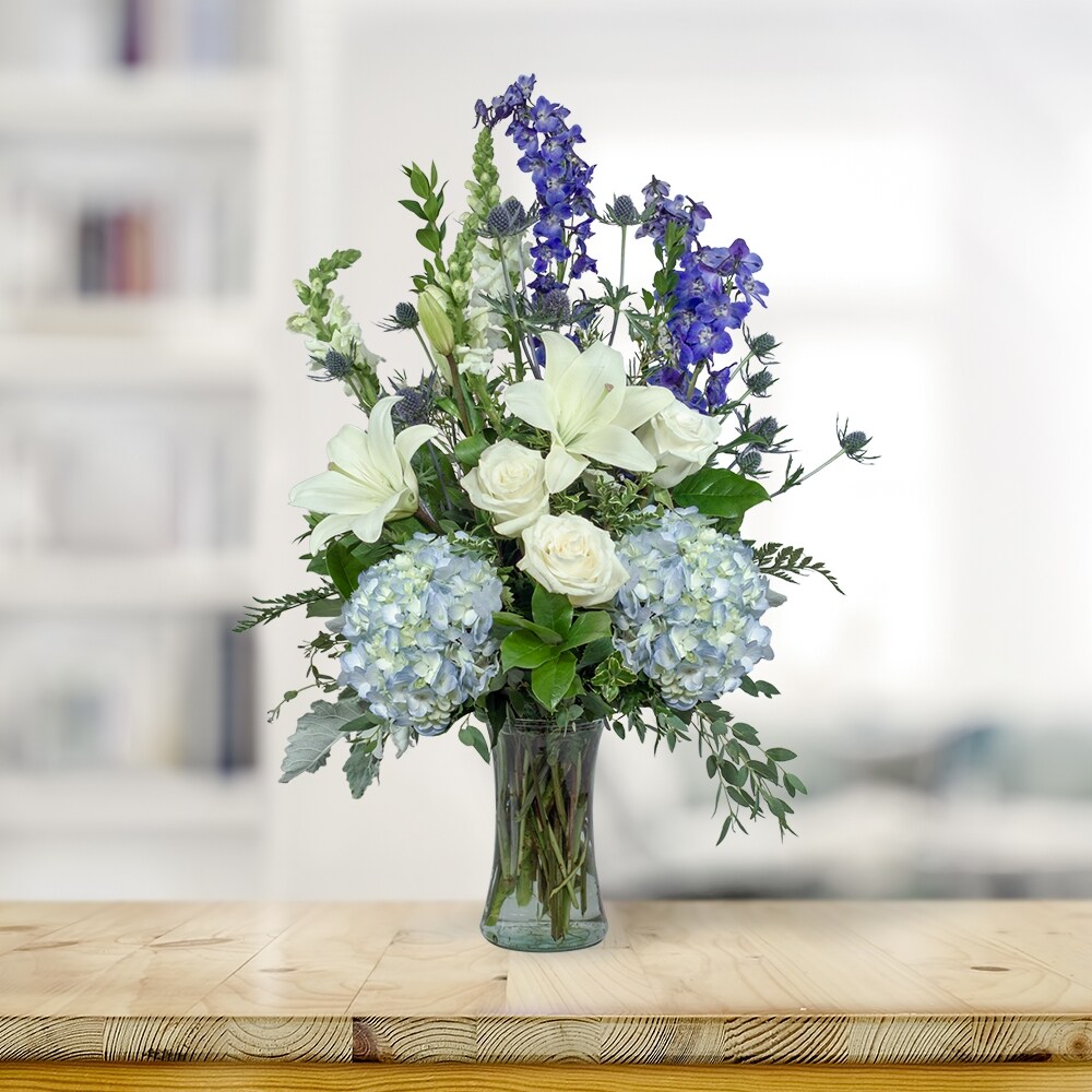 Botanical Watercolor Blue Flowers Painting by Maria Popova