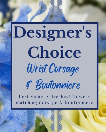 Designer's Choice - Wrist Corsage & Boutonniere Flower Arrangement