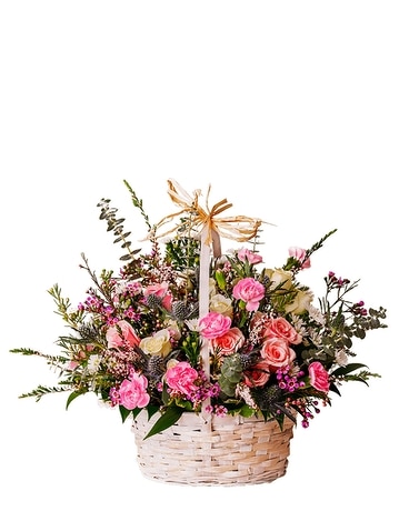 Basket Full of Happy Flower Arrangement