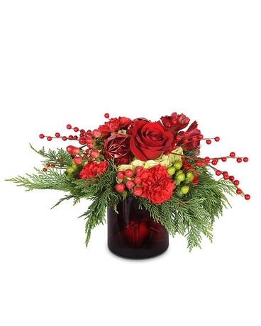 Crimson Cheer Flower Arrangement