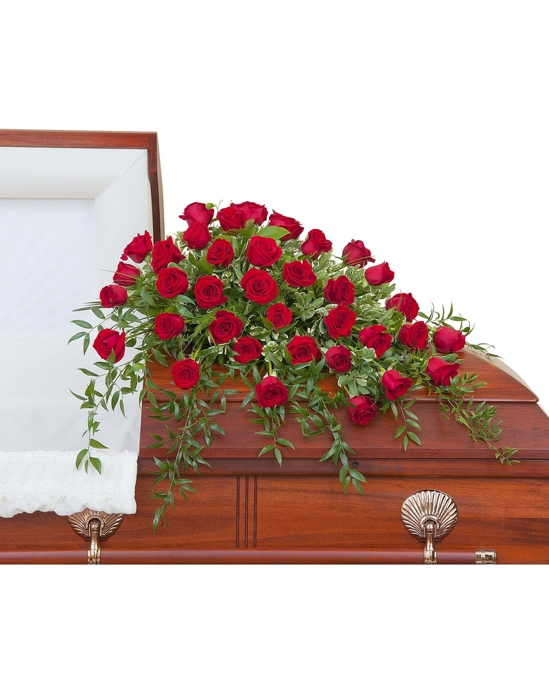 Simply Roses Deluxe Casket Spray in Port St Lucie FL Flowers by Susan