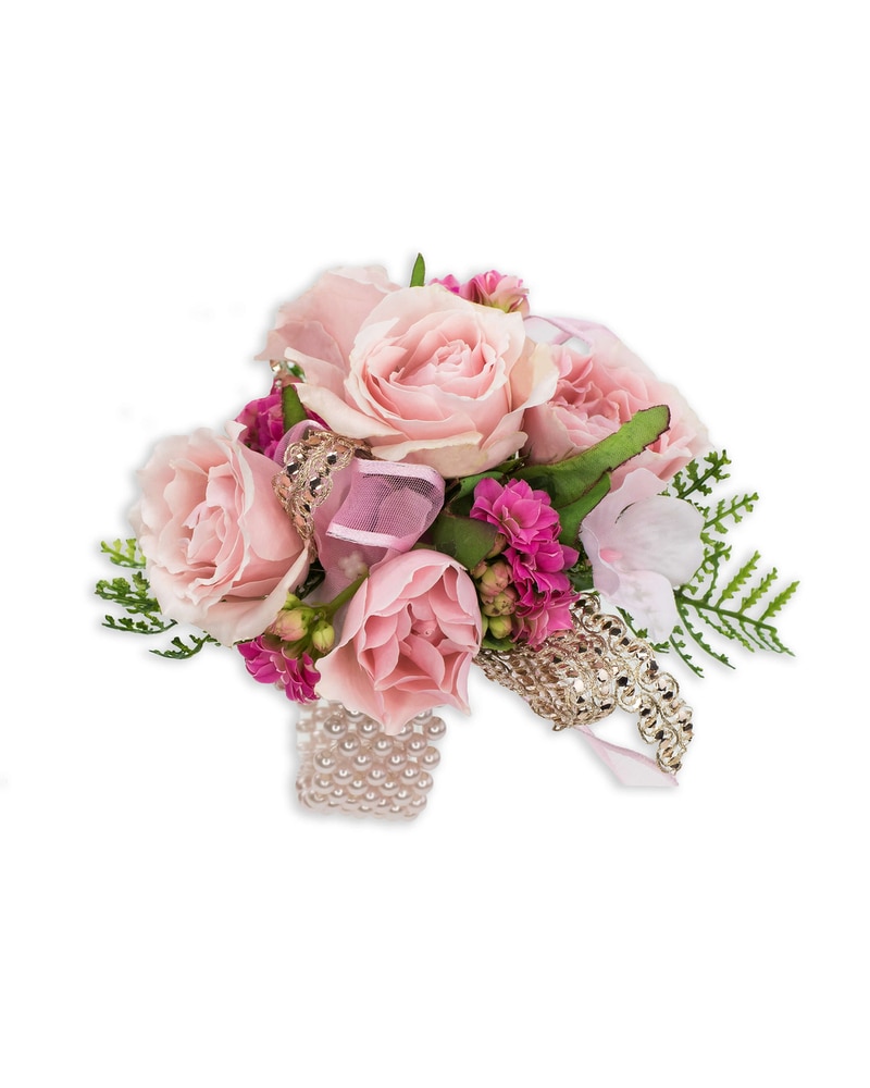 Pink Blush Wrist Corsage in Burton MI - Bovan Floral Group